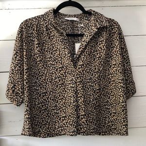 Leopard cropped blouse